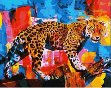 Розпис по номерах 40х50 КНО4338 Яскравий леопард "Ідейка"