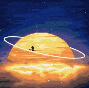 Розпис по номерах 50х50 КНО9546 Навколо сатурну з фарбами металік "Ідейка"