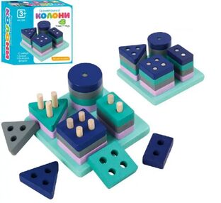 гра деревяна колони геометріка геометричні фігури 16 штук 1899