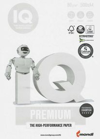 Папір  500 арк А4 Mondi-IQ premium бумага А4 80 г Преміум якість Досконала Клас А