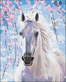 Розпис по номерах 40х50 BS8528 Кінь в квітках сакури brushme Брашми