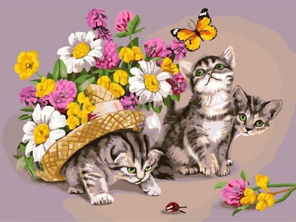 Розпис по номерах 40х50 GX3069 Котята в квітах brushme Брашми Ціна (цена) 157.90грн. | придбати  купити (купить) Розпис по номерах 40х50 GX3069 Котята в квітах brushme Брашми доставка по Украине, купить книгу, детские игрушки, компакт диски 0