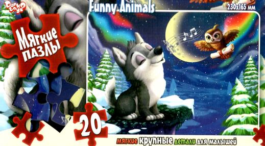 пазли 20 елементів м'які funny animals вовченя і сова S20-09-12 пазли 20 елементів м'які funny animals вовченя і сова S20-09-12