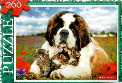 пазли 260 елементів С260-13-08 собака з кошенятами