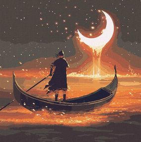 Розпис по номерах 50х50 КНО5041 Нашляху до місяця з фарбами металік "Ідейка"