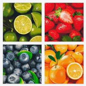 Розпис по номерах 25х25 4шт KNP022 Фруктовий мікс "Ідейка"