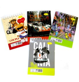 блокнот А6 40 аркушів лакована обкладинка пружина зверху в асортименті