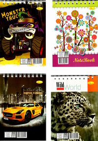 блокнот а6 80 аркушів лакована обкладинка пружина зверху в асортименті