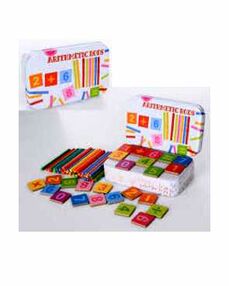 набір першокласника 1887MD цифри знаки рахувальні палички в металевому пеналі