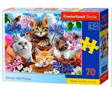 пазли castorland 70 елементів кошенята в квітах артикул 070107
