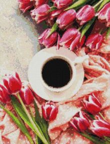 Алмазна мозаїка 40х50 DBS1047 Тюльпани до кави brushme Брашми