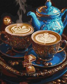 Розпис по номерах 40х50 КНО5715 Мелодія кави з фарбами металік "Ідейка"