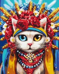 Розпис по номерах 40х50 BS53126 Киця україночка brushme Брашми