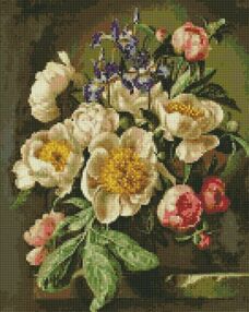 Алмазна мозаїка 40х50 АМО7249 Чарівний букет півоній з ірисами "Ідейка"