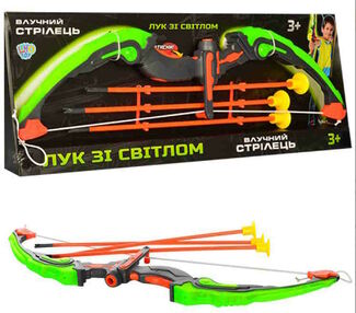 лук 62х15см 3 стріли на присосках світло на батарейках m 0034