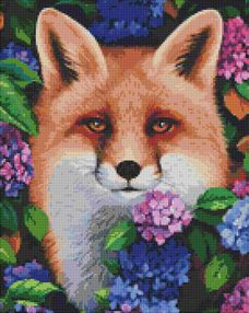 Алмазна мозаїка 40х50 АМО7302 Лисиця у гортензіях "Ідейка" рвана плівка
