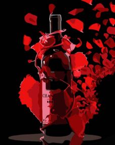 Розпис по номерах 40х50 AH1020 Червоне вино на чорному фоні "Strateg"