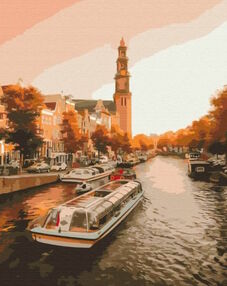 Розпис по номерах 40х50 BS52616 Прогулянка вечірнім Амстердамом  brushme Брашми