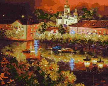 Розпис по номерах 40х50 КНО3630 Вечірнє місто "Ідейка"