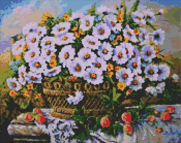 Алмазна мозаїка 40х50 АМО7330 Літні квіти "Ідейка"