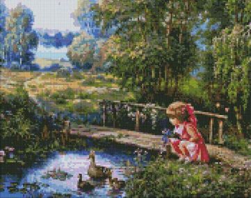 Алмазна мозаїка 40х50 АМО7337 Дівчинка на прогулянці "Ідейка"