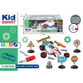 конструктор km 293 на шурупах машинка інструмент дорожні знаки колір в асортименті