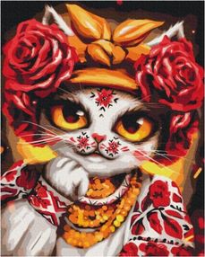 Розпис по номерах 40х50 BS53351 Кішка Троянда brushme Брашми