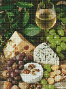 Алмазна мозаїка 30х40 АМО7378 Біле вино із сиром "Ідейка"