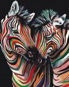 Розпис по номерах 40х50 BS23783 Пара райдужних зебр brushme Брашми