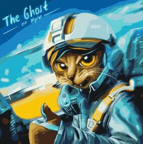 Розпис по номерах 50х50 BS53121М Котик Привид Києва brushme Брашми