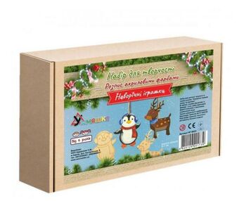 набір для творчості розпис акриловими фарбами новорічні іграшки - олень та пінгвін НГ-002/2