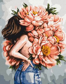 Розпис по номерах 40х50 BS53301 Піони жіночності brushme Брашми