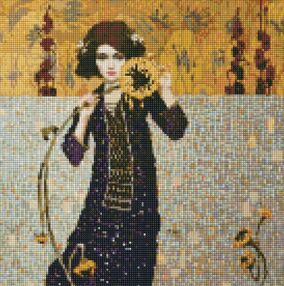 Алмазна мозаїка 40х40 АМО7383 Дівчина з соняшником "Ідейка"