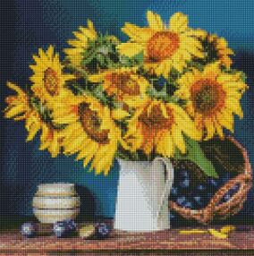 Алмазна мозаїка 40х40 АМО7417 Яскраві соняшники "Ідейка"
