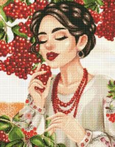 Алмазна мозаїка 40х50 АМО7404 Червона калина "Ідейка" рвана плівка