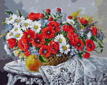 Розпис по номерах 40х50 КНО3120 Натюрморт з маками "Ідейка"