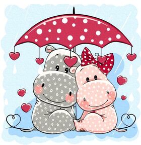 Розпис по номерах 30х30 15530-АС Бегемотики під парасолькою "Art Craft" арт крафт