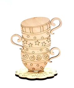 Виріб художній з деревини 3-076 Tea Time Чашки із зірочками "Ідейка"