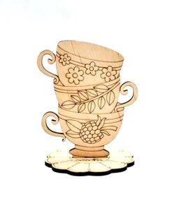 Виріб художній з деревини 3-078 Tea Time Чашки трав'яні "Ідейка"