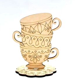 Виріб художній з деревини 3-079 Tea Time Чашки рококо "Ідейка"