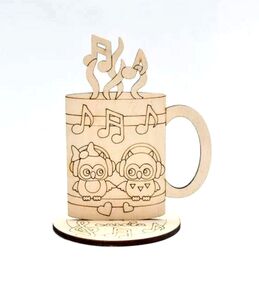 Виріб художній з деревини 3-090 Tea Time Чашка з совами "Ідейка"