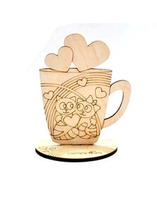 Виріб художній з деревини 3-091 Tea Time Чашка з котами "Ідейка"