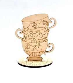 Виріб художній з деревини 3-092 Tea Time Чашка з серцями "Ідейка"