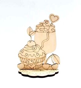 Виріб художній з деревини 3-095 Bon appetite Солодощі з вишнями "Ідейка"