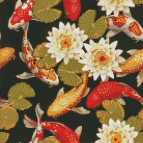 Алмазна мозаїка 40х40 АМО7401 Райдужні карпи "Ідейка"