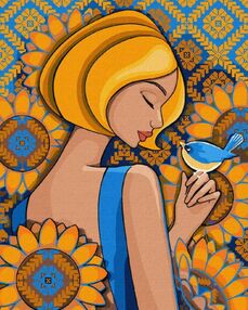 Розпис по номерах 40х50 КНО2590 Сонячна пташка "Ідейка"