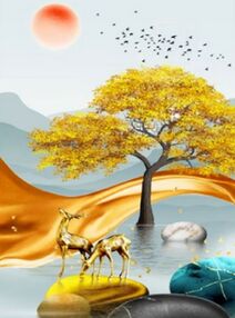 Алмазна мозаїка 30х40 JSDF82144 Золоті олені "Strateg"