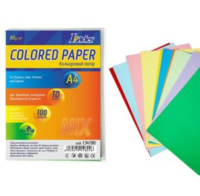 папір офісний кольоровий а4 80г/м2 100 аркушів 10 кольорів 10 аркушів насичений мікс