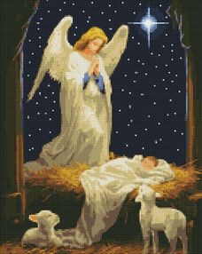 Алмазна мозаїка 40х50 АМО7865 Під захистом янгола з АВ стразами"Ідейка"