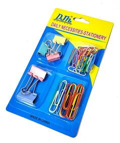 Набір кольорових скріпок 28 мм 30 штук 50 мм 12 штук та біндерів 3 штуки 19 мм 2 штуки 25 мм 58-13